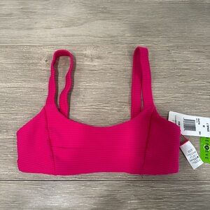 L*Space Jess Pink Ribbed Swim Bikini Top